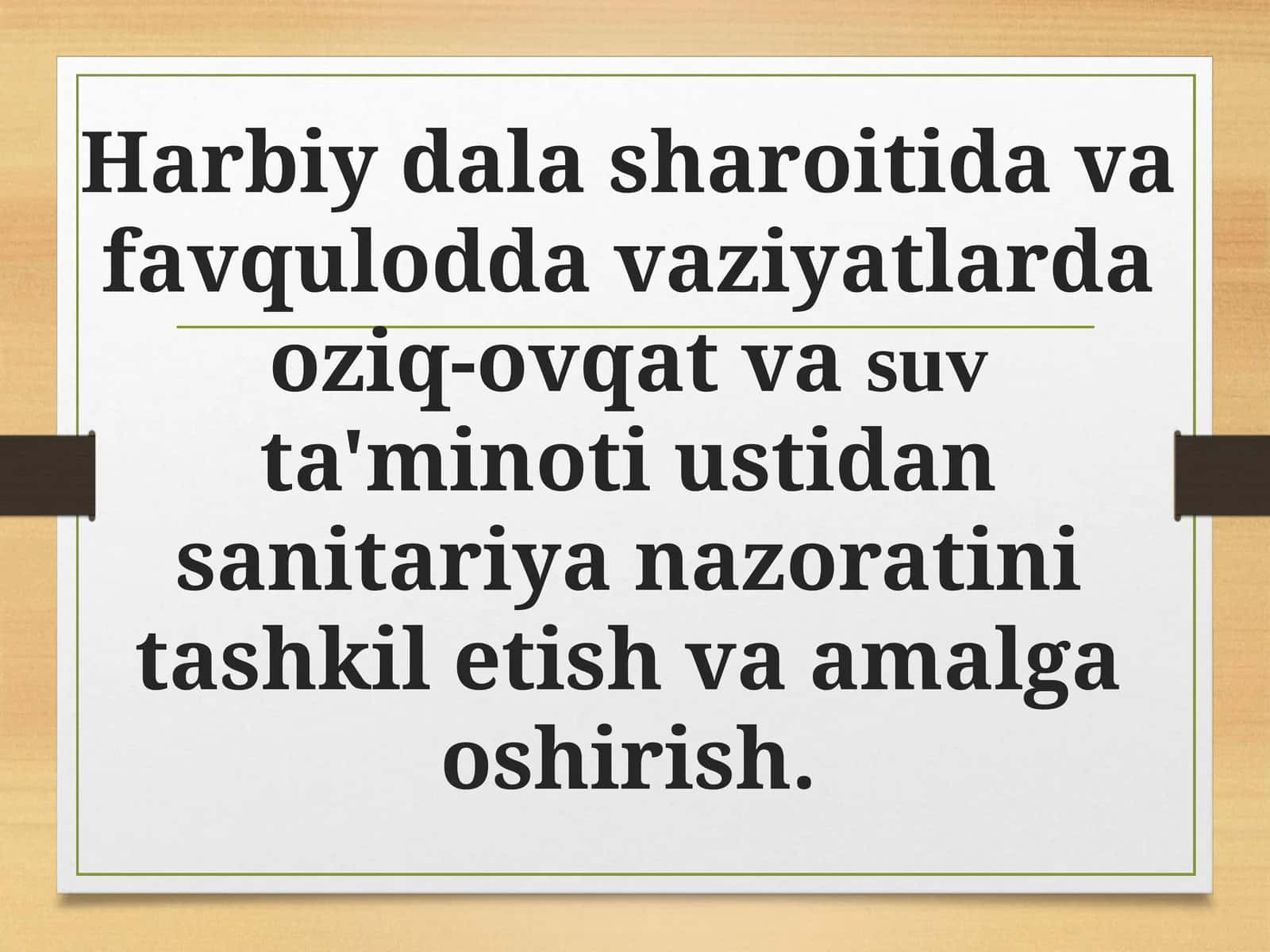 Oziq-ovqat va suv ta'minoti ustidan sanitariya nazorati
