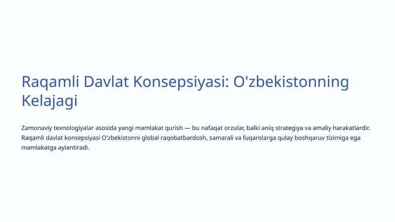 Raqamli O'zbekiston – 2030 Strategiyasi