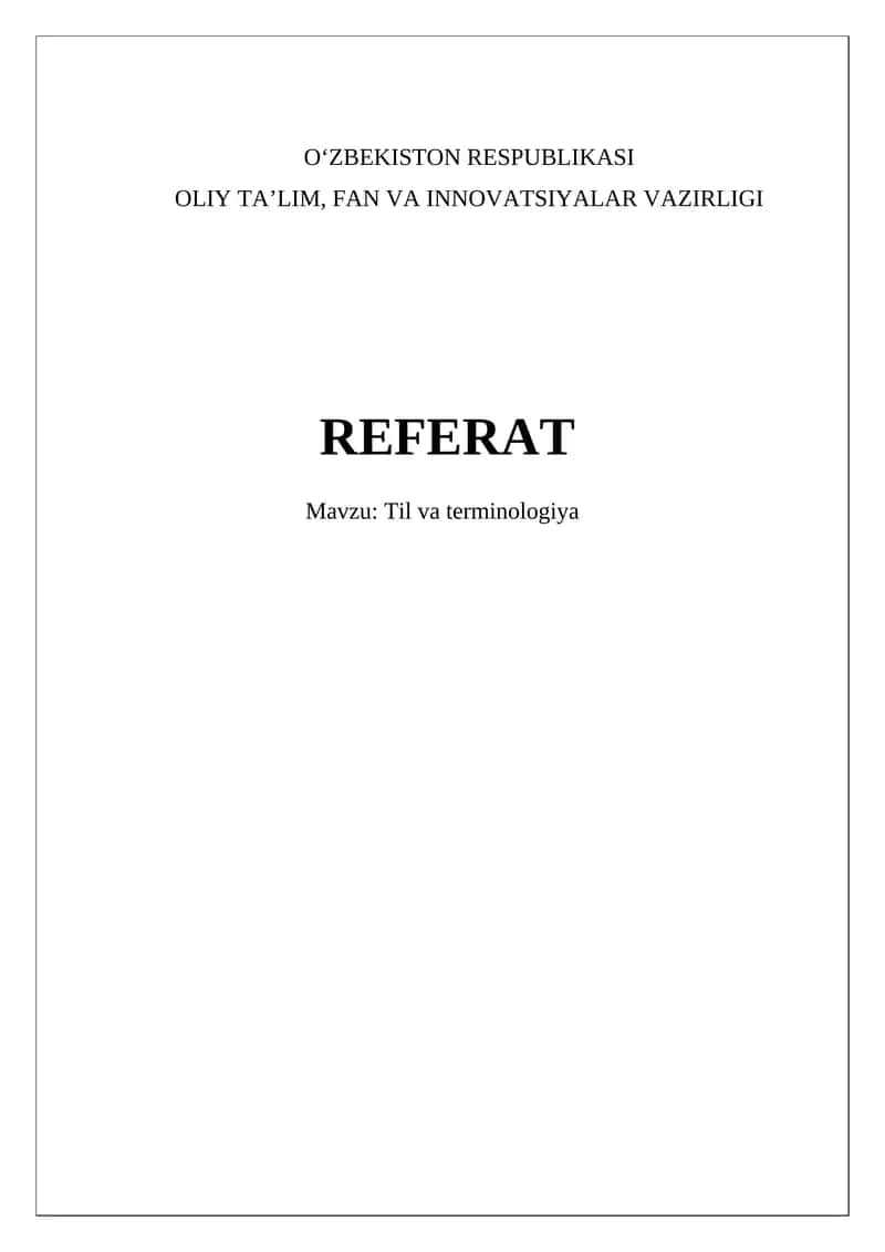 Til va terminologiya