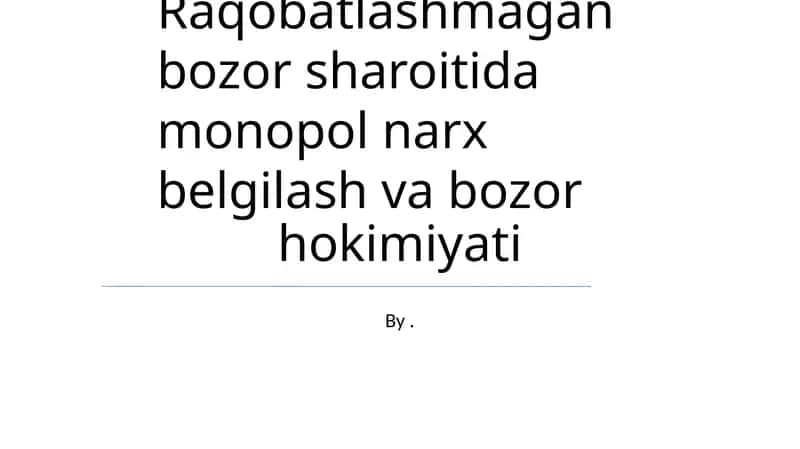 Monopoliya va o'lik vazn yo'qotishi