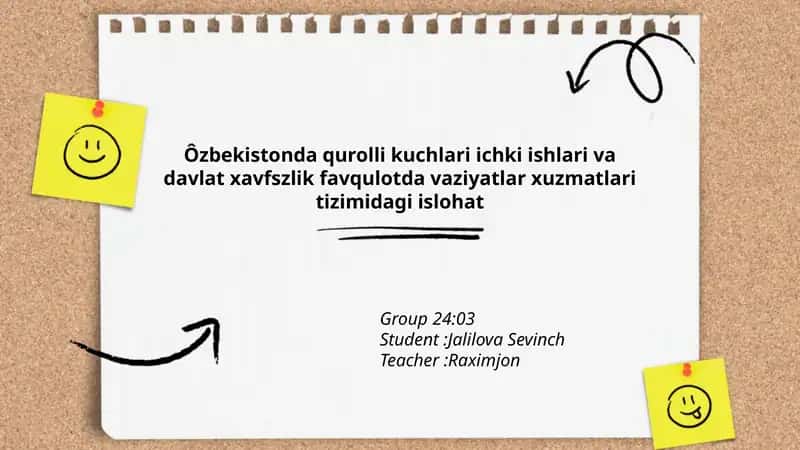 Ôzbekistonda qurolli kuchlari ichki ishlari va davlat xavfszlik favqulotda vaziyatlar xuzmatlari tizimidagi islohat