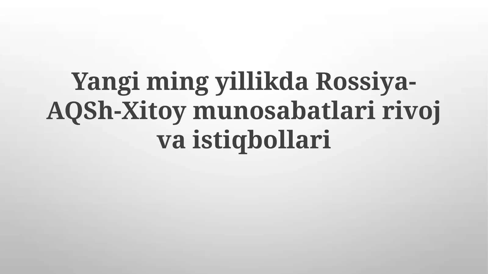 Kelajak istiqbollari va stsenariylari
