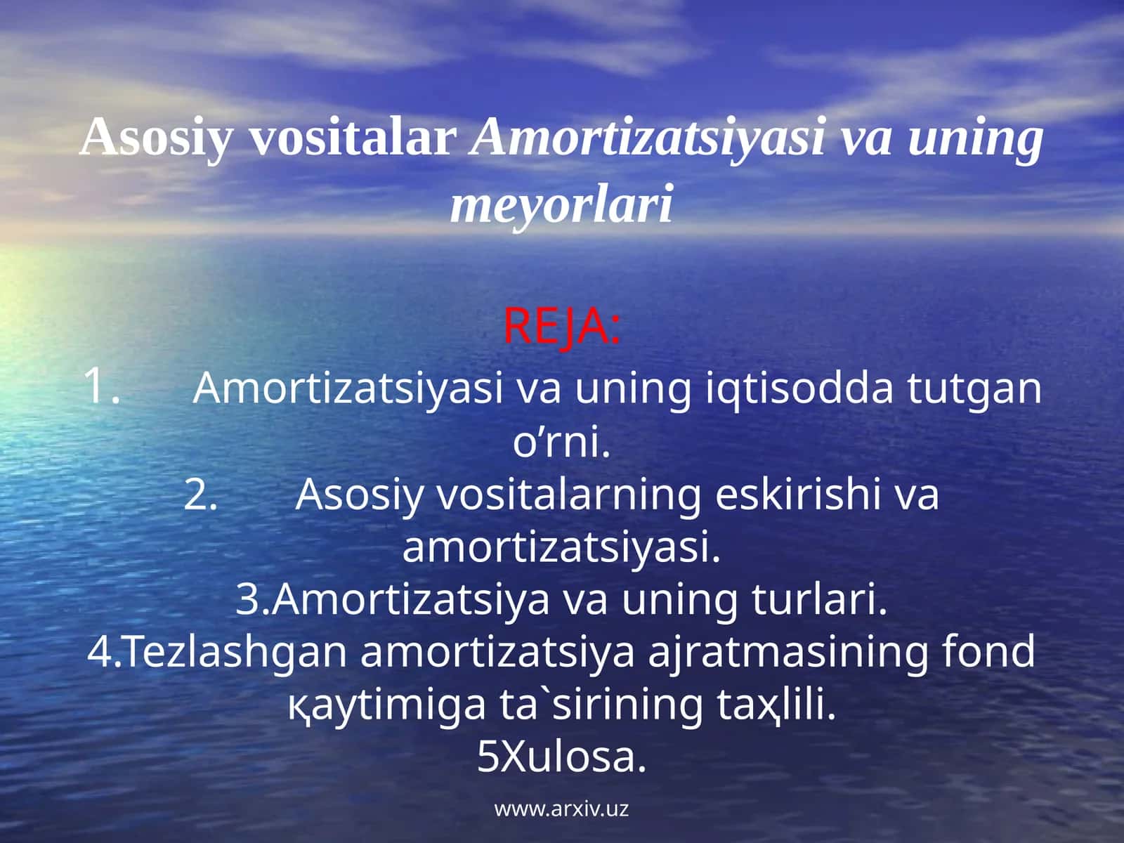Asosiy vositalar va amortizatsiya