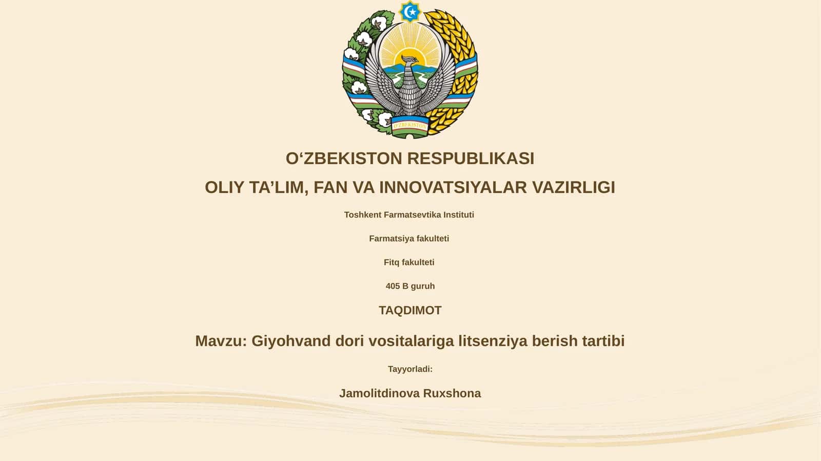 Giyohvand dori vositalariga litsenziya berish tartibi