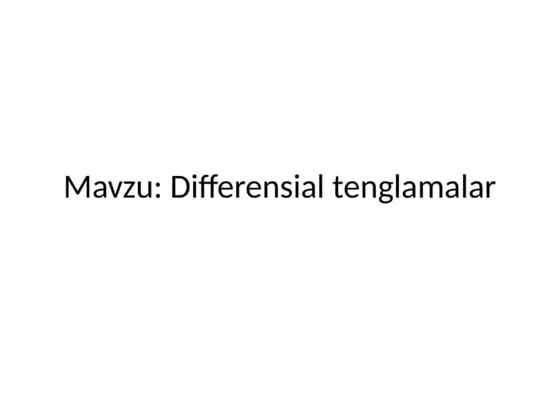 Differensialtenglamalar