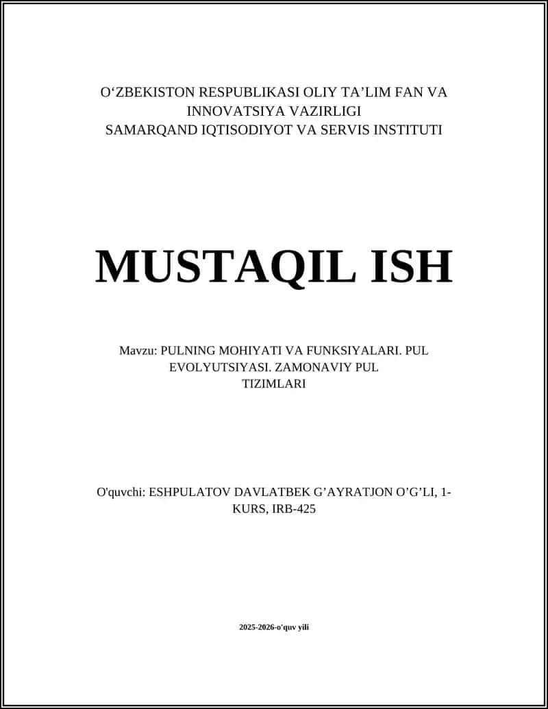 Pulning Mohiyati va Funksiyalari