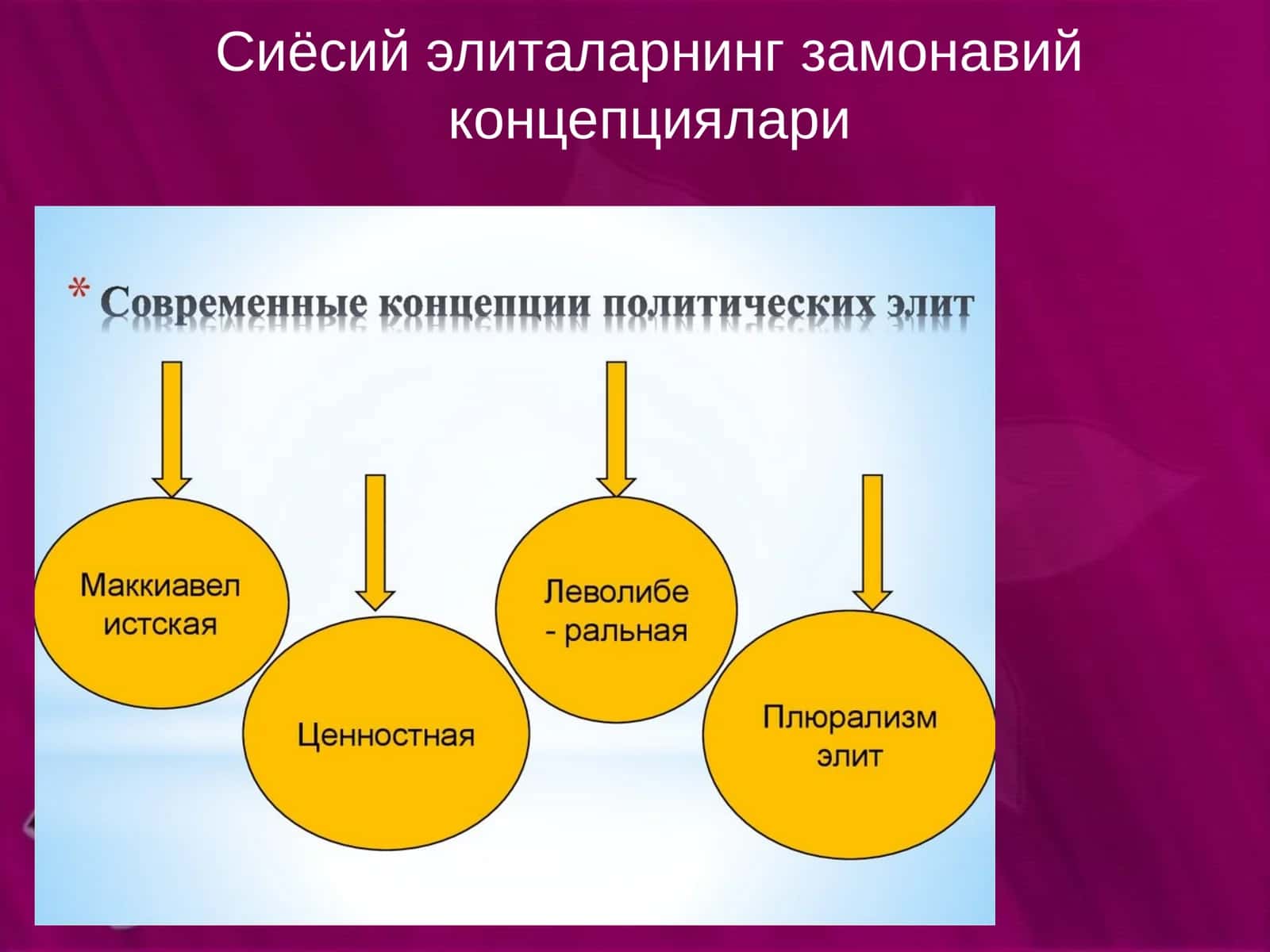 Сиёсий элиталарнинг замонавий концепциялари