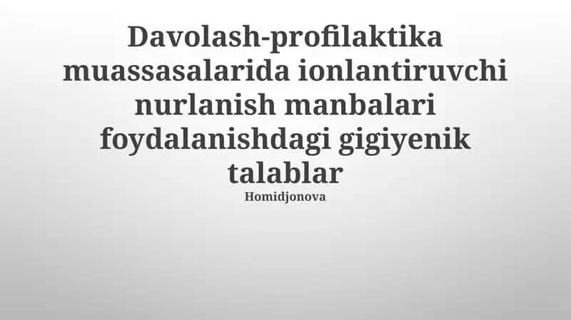 Radiatsiya Xavfsizligi Gigiyenasi