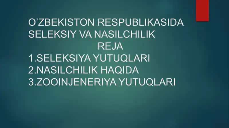 O’ZBEKISTON RESPUBLIKASIDA SELEKSIY VA NASILCHILIK