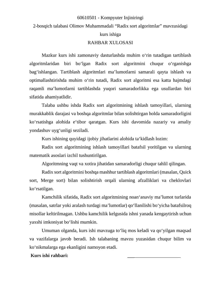 Radix sort algoritmlari
