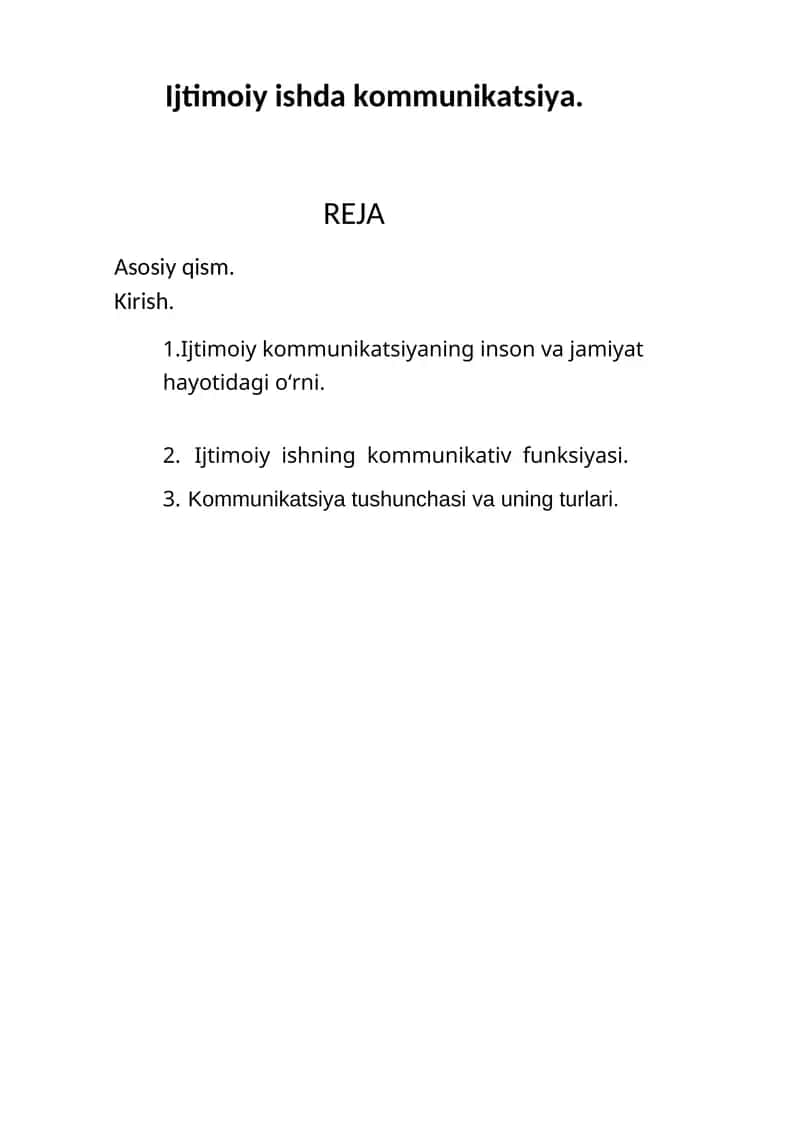 Ijtimoiy ishda kommunikatsiya.
