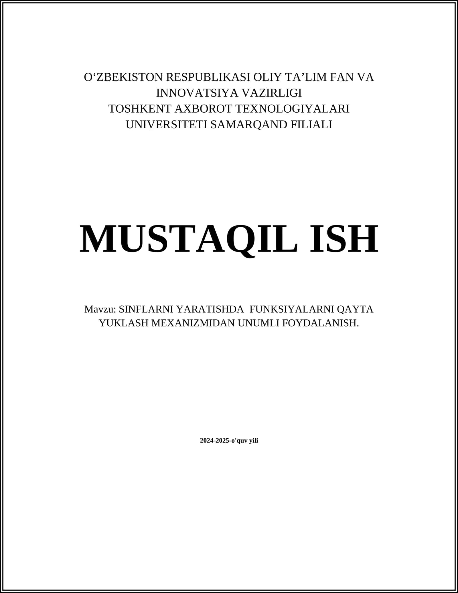 Funksiyalarni qayta yuklash
