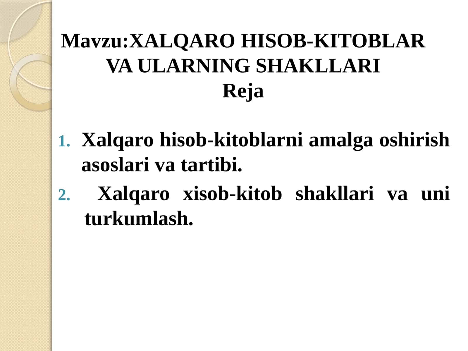 XALQAROHISOB-KITOBLAR VA ULARNING SHAKLLARI