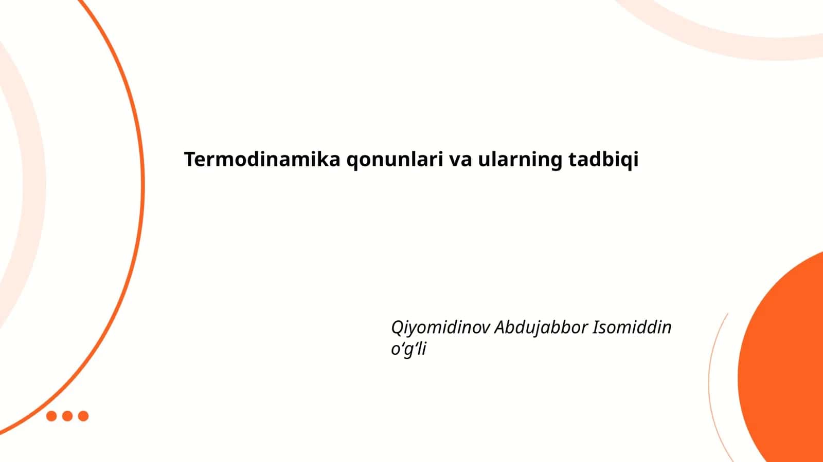 Termodinamika qonunlari va ularning tadbiqi