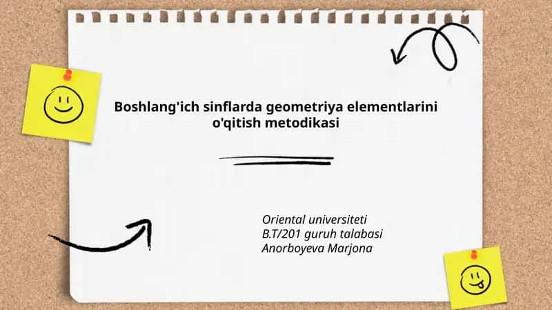 Boshlang'ich sinflarda geometriya elementlarini o'qitish metodikasi
