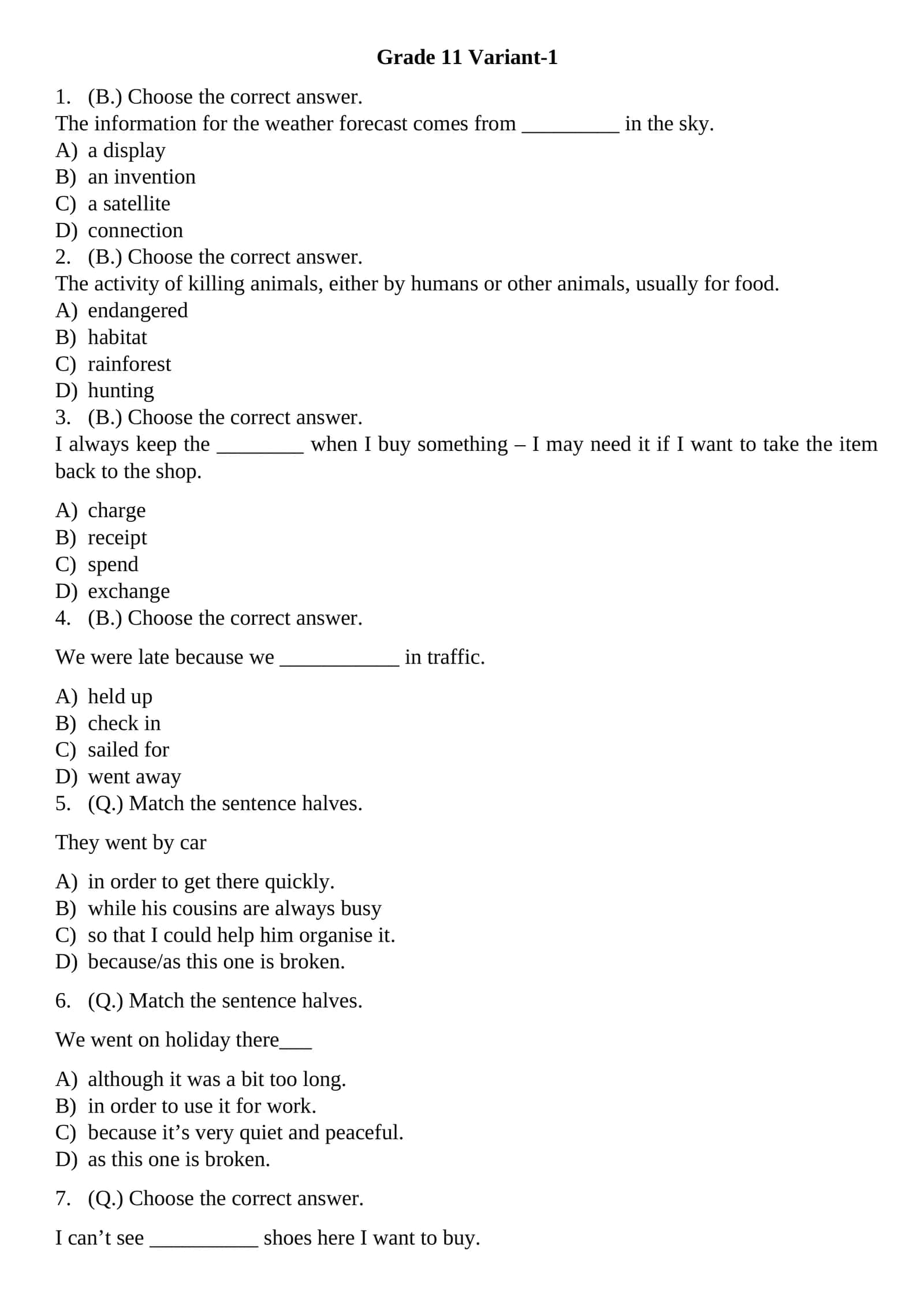 Grade 11 Variant-1