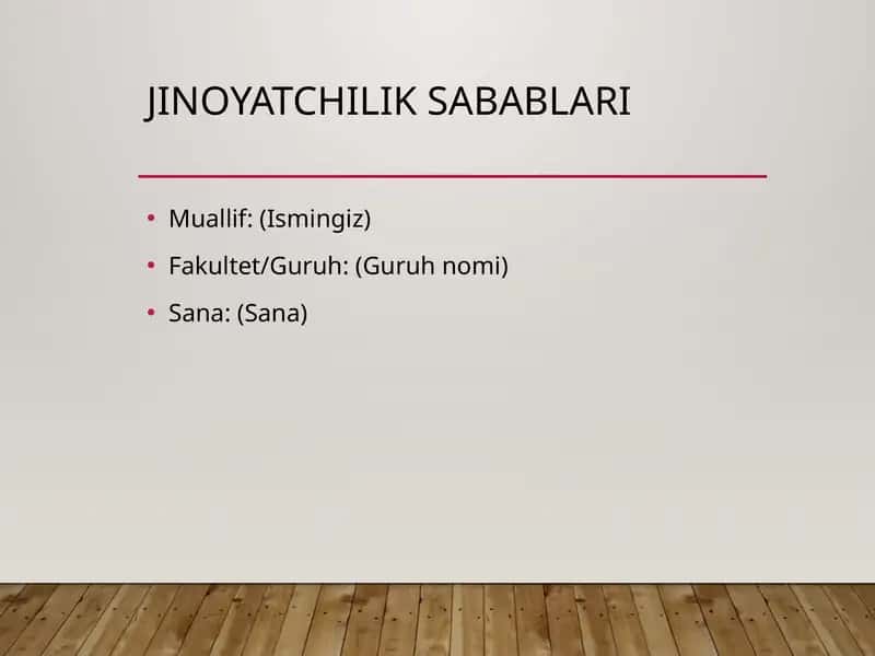 Jinoyatchilik sabablari
