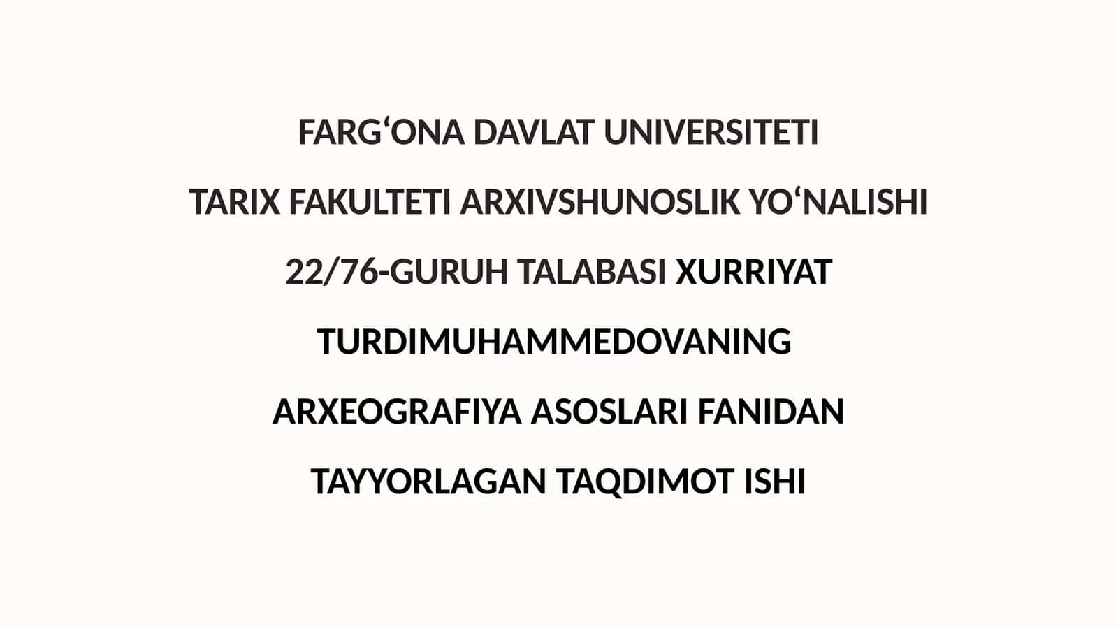 Qo'qon xonligi davri hujjatlari