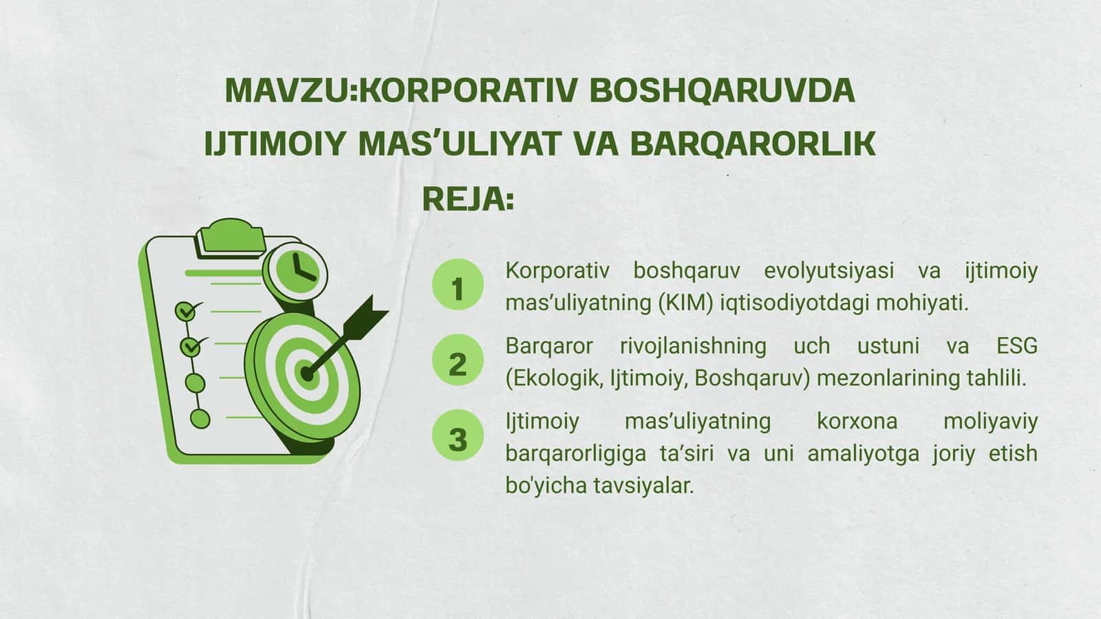 KORPORATIV BOSHQARUVDA IJTIMOIY MASʼULIYAT VA BARQARORLIK