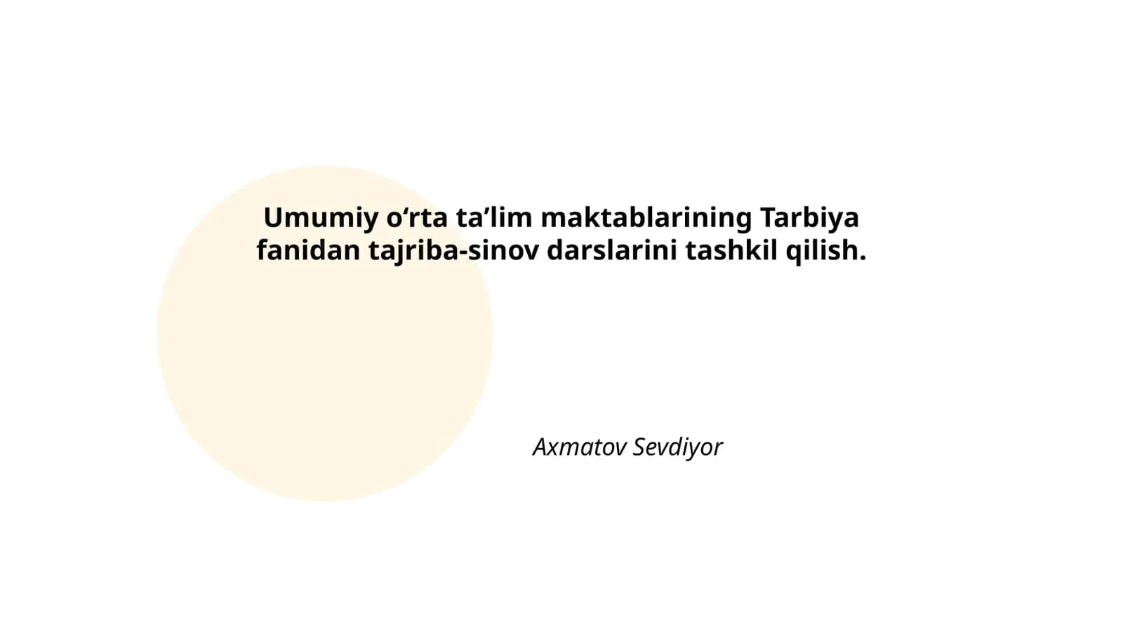 Umumiy o‘rta ta’lim maktablarining Tarbiya fanidan tajriba-sinov darslari