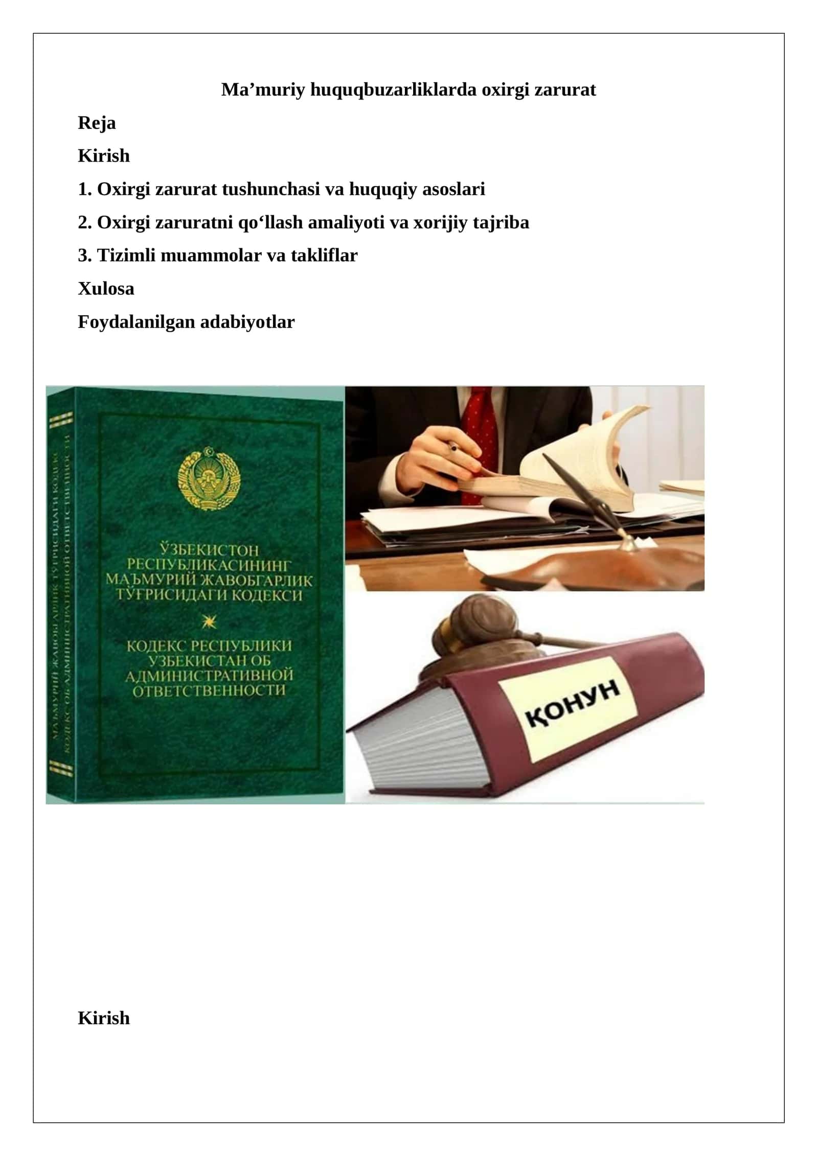 Ma’muriy huquqbuzarliklarda oxirgi zarurat