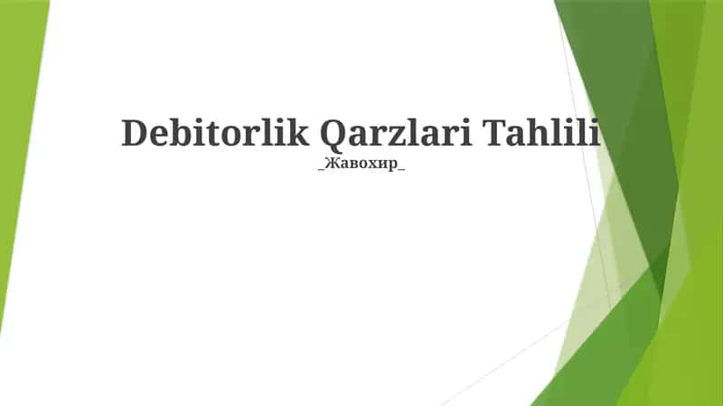 Debitorlik Qarzlari Tahlili