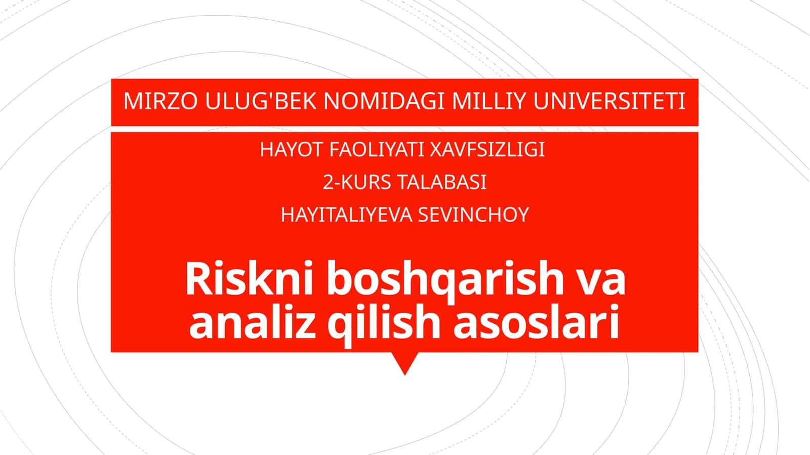 Riskni boshqarish va analiz qilish asoslari