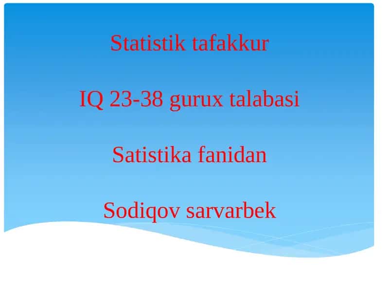 Statistik tafakkur