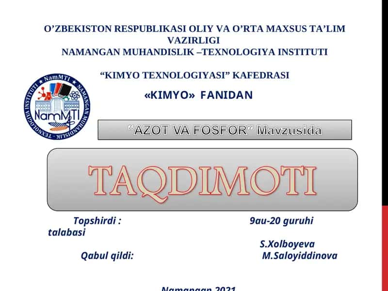 AZOT VA FOSFOR