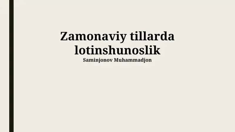 Zamonaviy tillarda lotinshunoslik