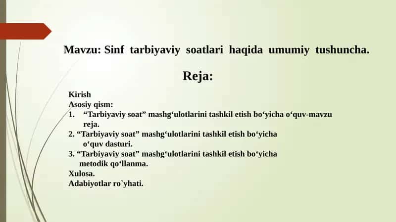 Tarbiyaviy Soatlar