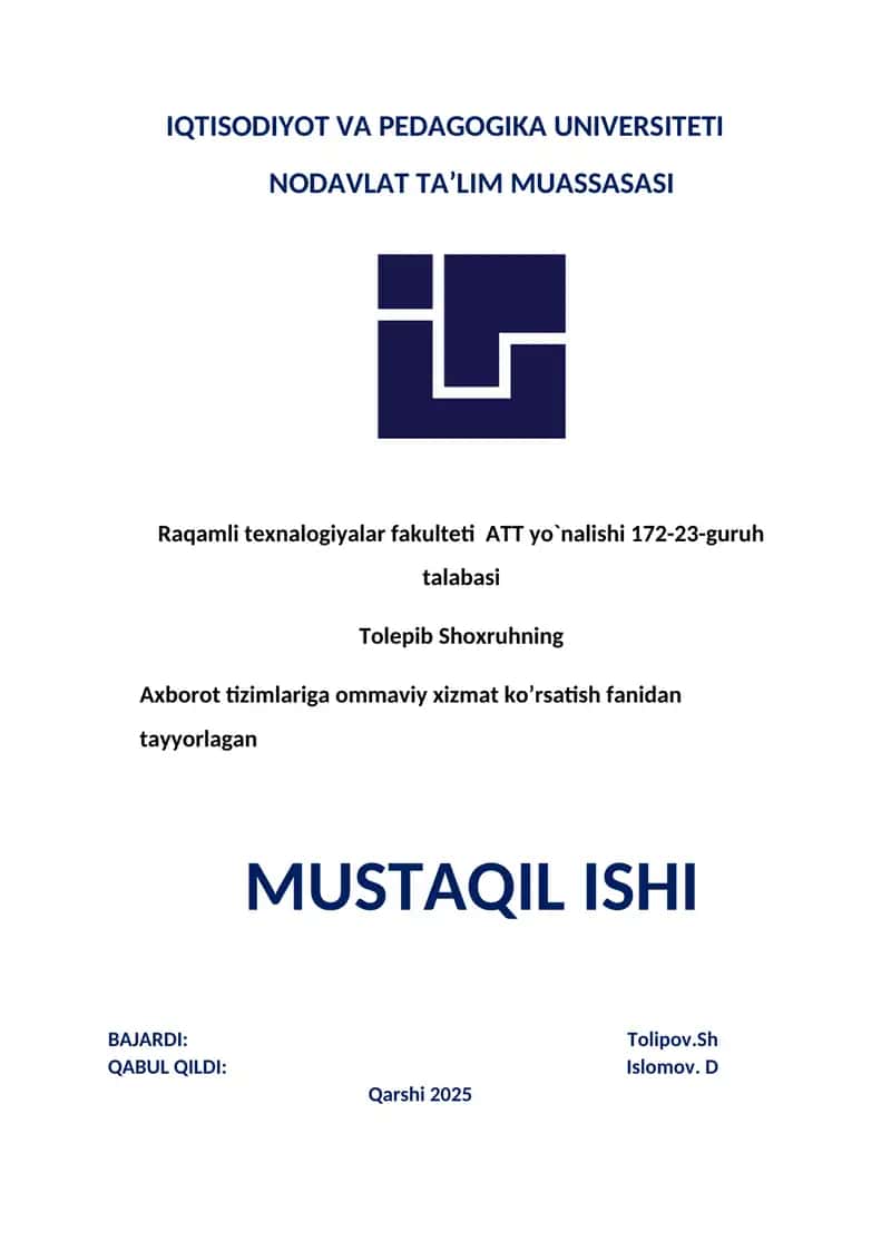 Telekommunikatsiya tizimlarida xizmat ko‘rsatish sifatini baholash