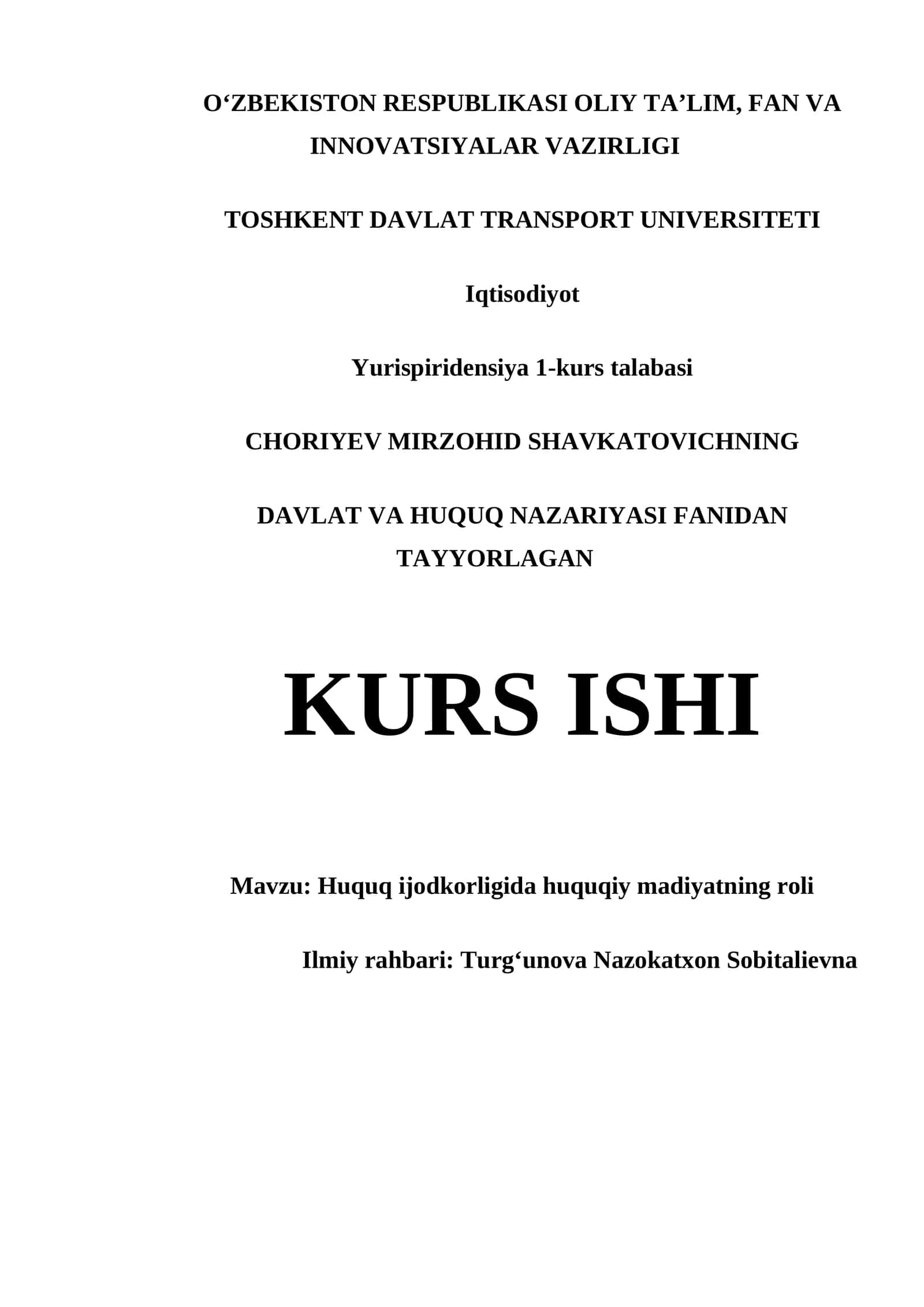 Huquq ijodkorligida huquqiy madiyatning roli
