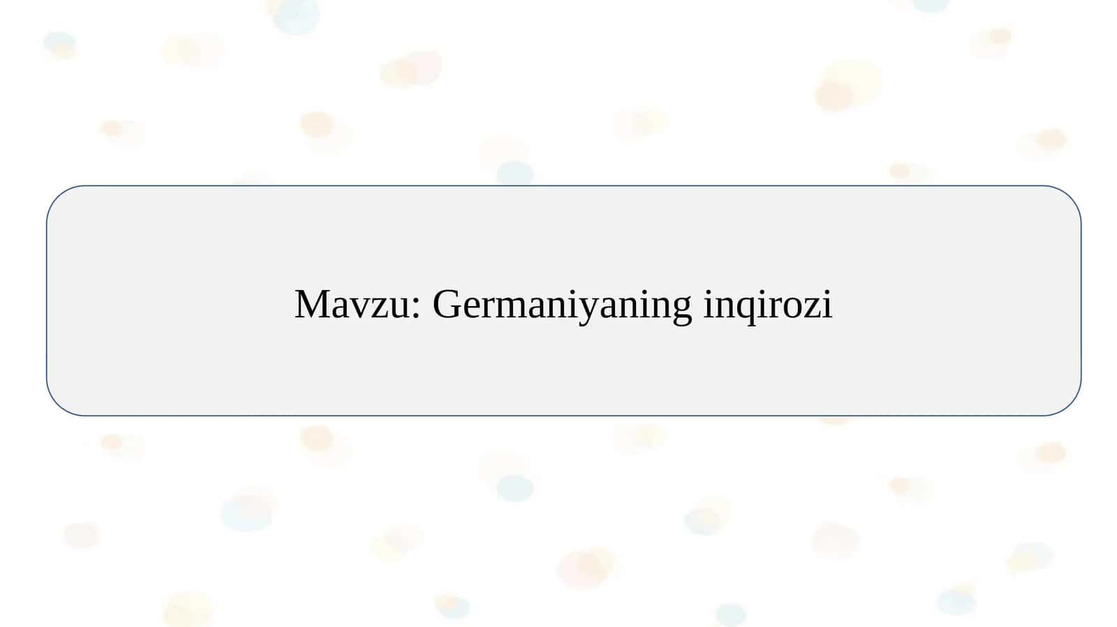 Germaniyaning inqirozi slayd