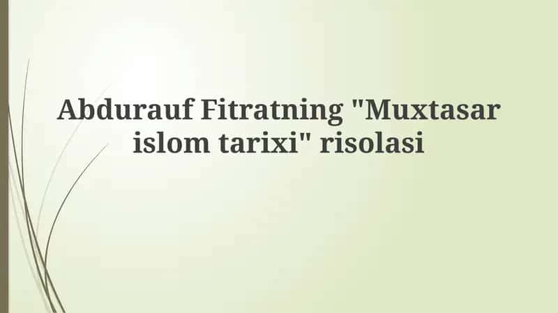 Muxtasarislomtarixi