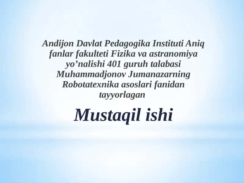 Arduinomikrokontrellarini dasturlash asoslari