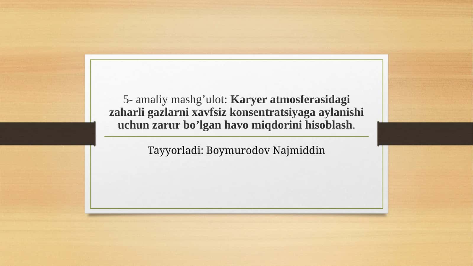 Karyerat atmosferasi dagi zaharli gazlar nixavfsiz konsentratsiyaga aylanishi uchun zarur bo'lgan havo miqdorini hisoblash