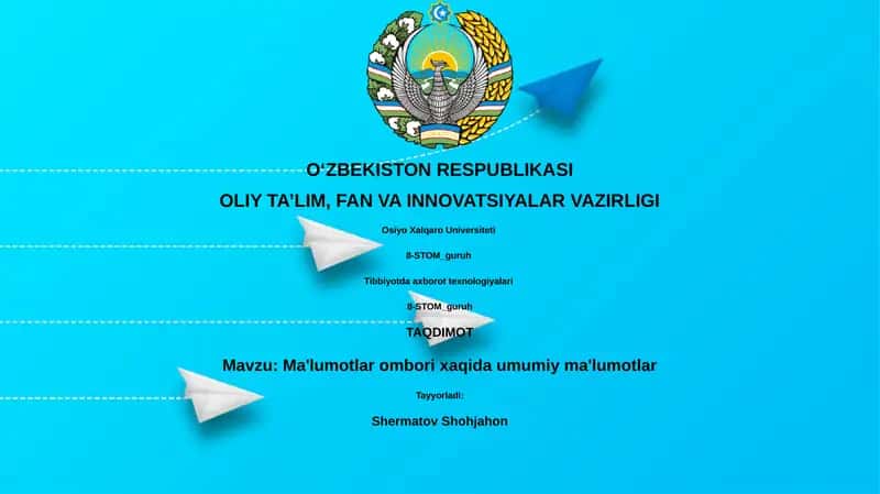Ma'lumotlar bazasi - bu 1960-yillardan beri rivojlanib kelayotgan, ma'lumotlarni tartibli saqlash va ularga samarali kirishni ta'minlash maqsadida yaratilgan elektron tizim.