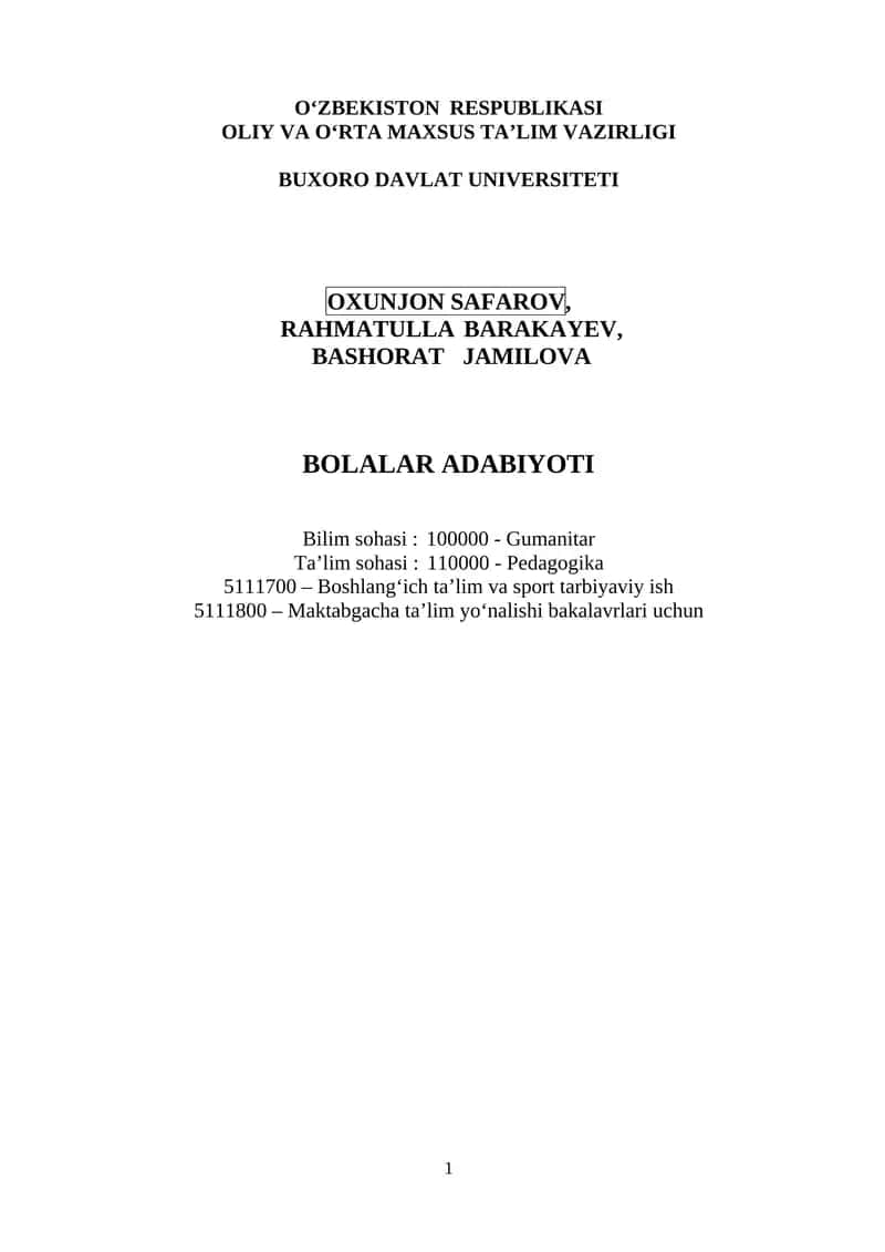 BOLALAR ADABIYOTI
