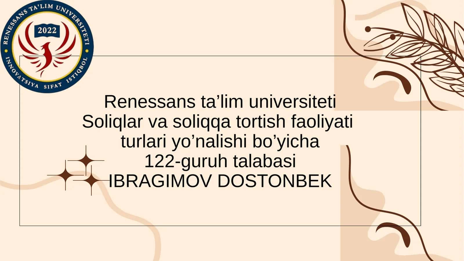 Soliqlar va soliqqa tortish faoliyati