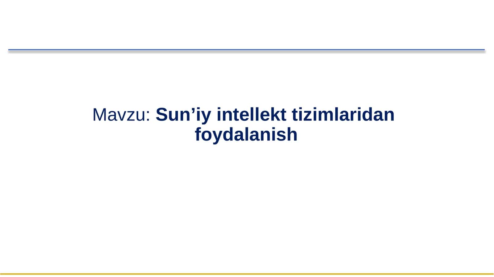 Sun’iy Intellekt Texnologiyalarining Ta'lim Jarayonidagi O'rni
