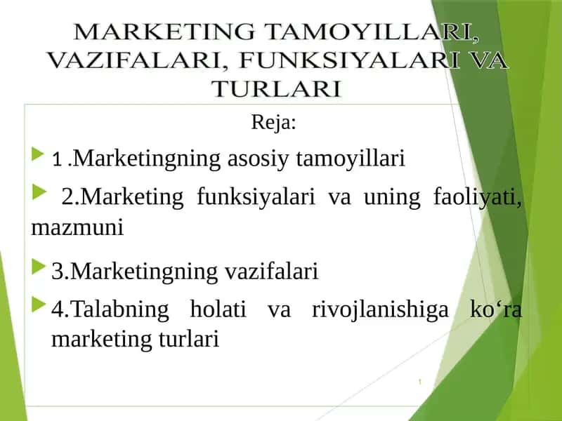 Marketingning asosiy tamoyillari