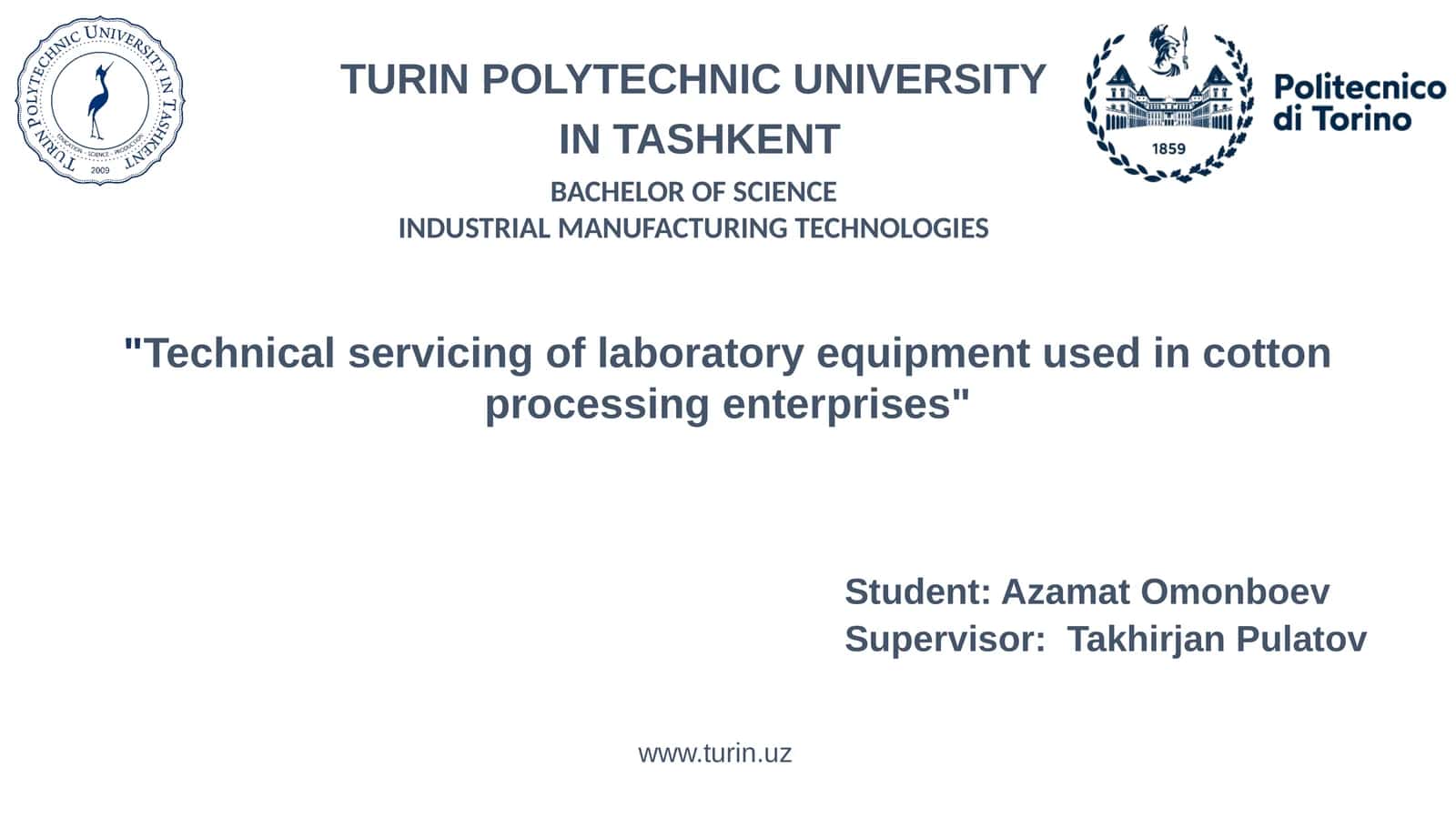 Technical servicing of laboratory equipment used in cotton processing enterprises