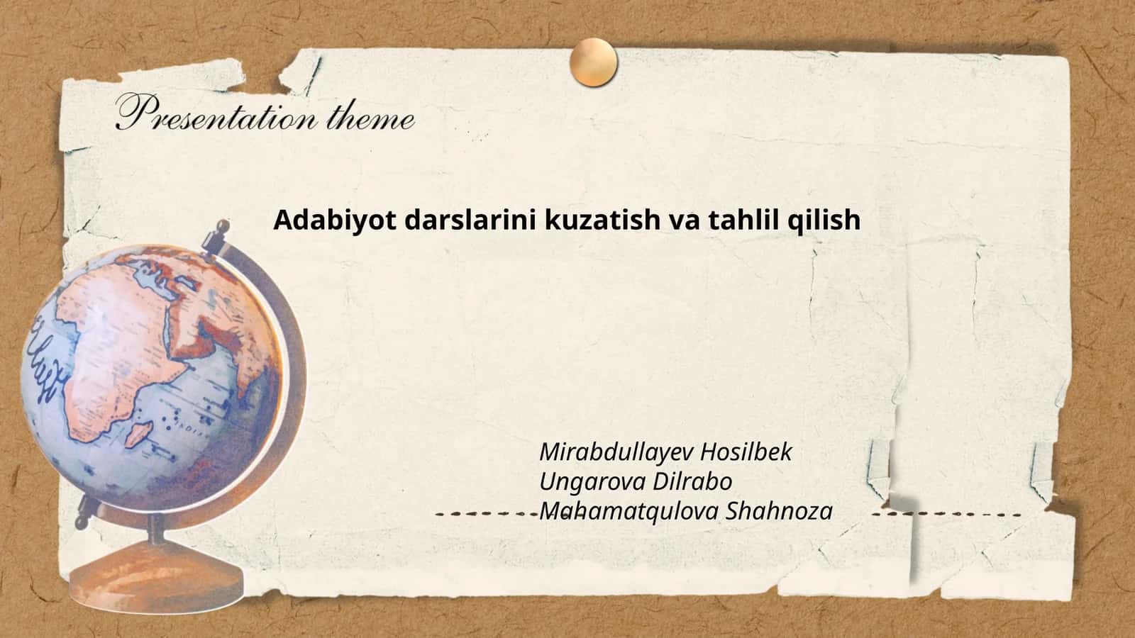 Adabiyot darslarini kuzatish va tahlil qilish