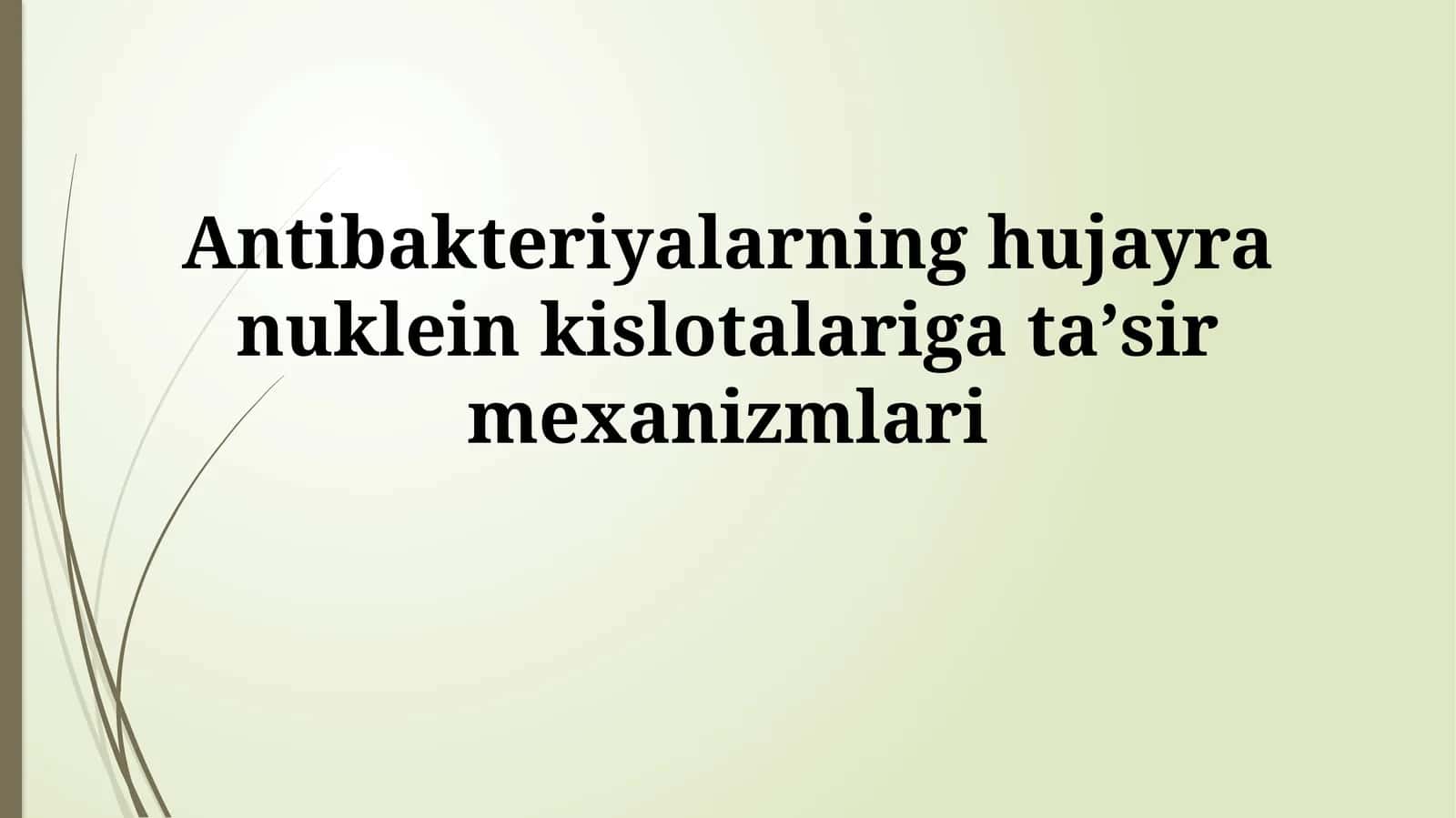 Antibakteriyalarning hujayra nuklein kislotalarigataʼsirmexanizmlari