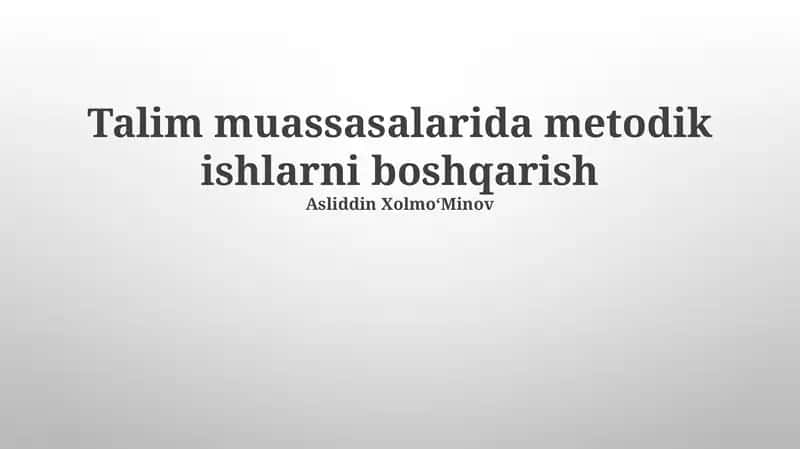 Metodologik ishlar boshqarish