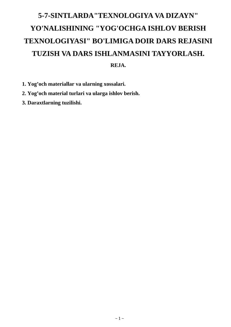 "YOG'OCHGA ISHLOV BERISH TEXNOLOGIYASI"