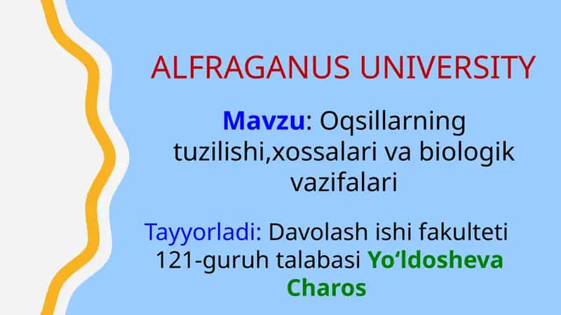 Oqsillarning tuzilishi, xossalari va biologik vazifalari