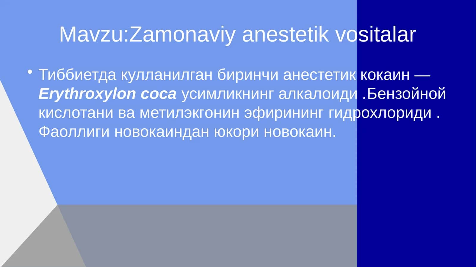 Zamonaviy anestetik vositalar