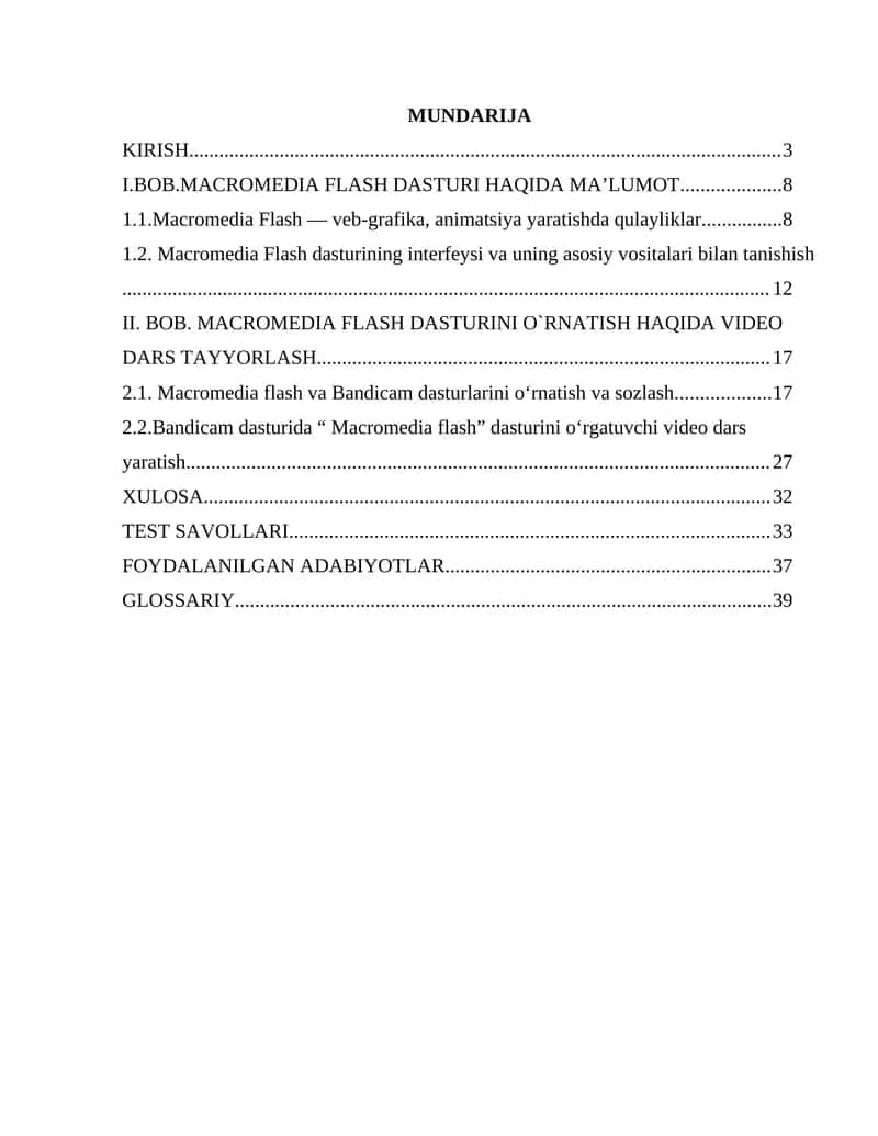 MACROMEDIA FLASH DASTURI HAQIDA MA’LUMOT